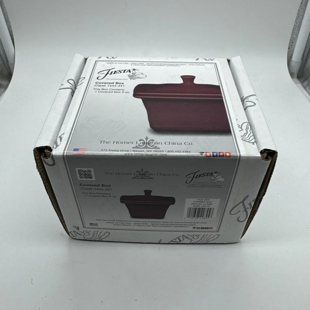 Fiestaware Covered Box Claret in Original Packaging NEW 1444 341